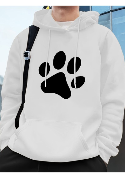 Startmore Startmorebasit Taban Desen Baskılı Erkek Sweatshirtleri Kışlık Bol Kapüşonlu Üstler Spor Cepli Polar S Beyaz