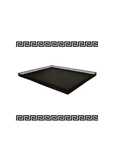 Metal Şömine & Soba Altlığı Siyah Antik Desenli Dekoratif Zemin Koruyucu 100x80 Cm - 821591504