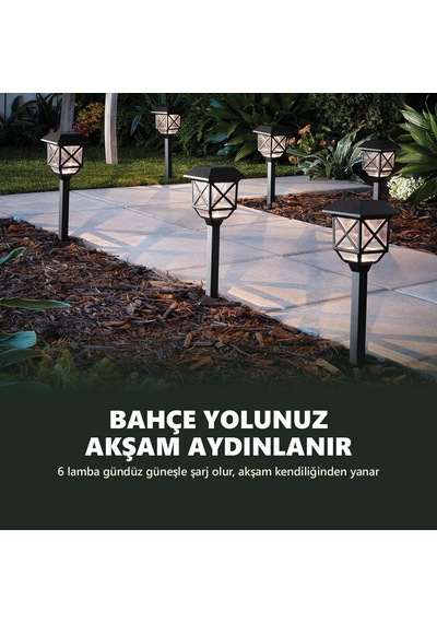 Solar Kazıklı Bahçe Feneri, Siyah, 40 Cm, 6 Adet, Gt-sl48
