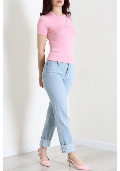 Modi Bisiklet Yaka Kısa Kollu Buzy Body Pembe - 71965.1748. Acık Pembe