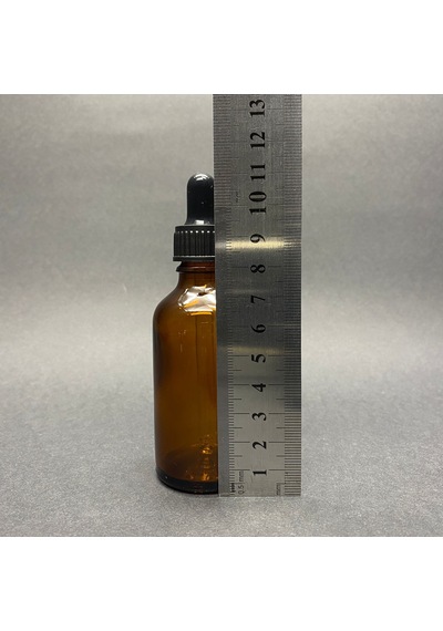 50ml Kahverengi Cam Damlalıklı Şişe , Siyah Plastik Kapak , 50cc