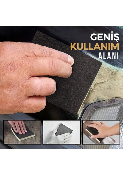 Sünger Zımpara 180 Kum Ahşap Mobilya Metal Tencere Tava Hobi Yatık El Zımparası Islak Kuru 2 Adet Diğer