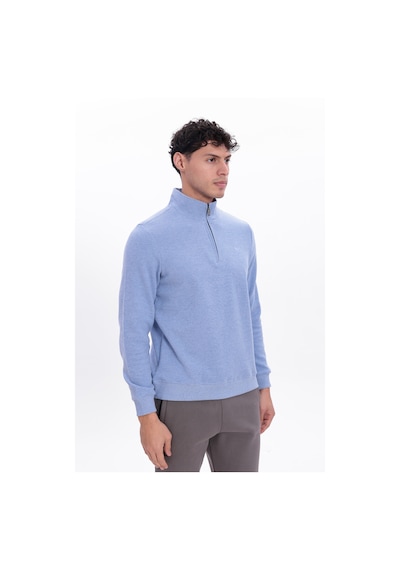 Rowinger Yarım Fermuarlı Dik Yaka Selanik Örme Erkek Sweatshirt Baby Blue