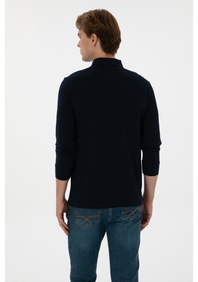 U.S. Polo Assn. Erkek Regular Fit Polo Yaka Lacivert Basic Sweatshirt 50315941-VR033