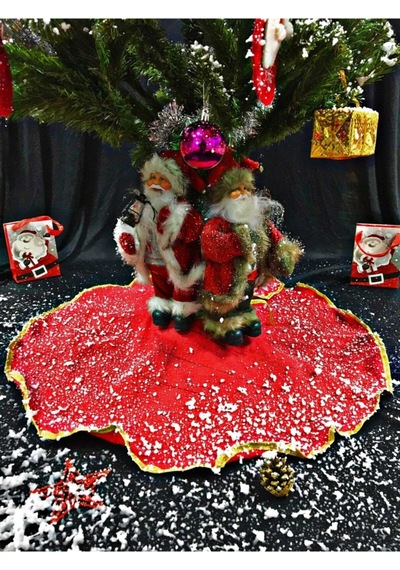 Yılbaşı Ağaç Altı Örtüsü Kırmızı 90 90 Yılbaşı Ağaç Altı Örtüsü Noel Çam Ağaç Altı Örtüsü