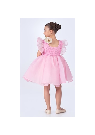 Mnk Baby & Kids Maronia Kız Çocuk Prenses Model Abiye Elbise - Pembe M00746