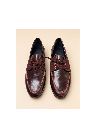 37brandshoes Bordo Parlak Deri Bağcıklı Loafer Bordo Bordo