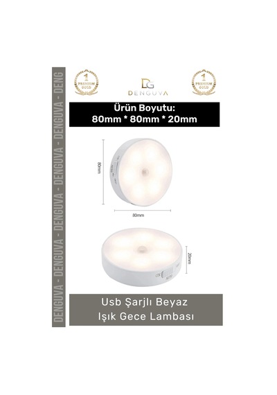 Sensörlülamba Hareket Sensörlü Portatif Led Duvar Aydınlatma Modu Usb Şarjlı Beyaz Işık Gece Lambas Çok Renkli 46897040