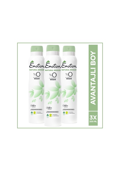 Emotion Natural Breeze Kadın Sprey Deodorant 3 x 200 ML