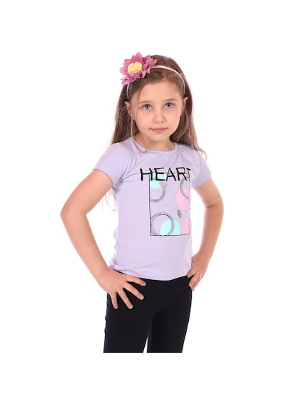 Toontoy Kids Toontoy Kız Bebek Heart Baskılı Tişört Mavi