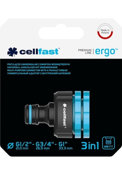 Cellfast Ergo Dişi Dişli Musluk Bağlantı Aparatı G1/2" 21mm - G3/4" 26,5mm - 1" 33,3mm