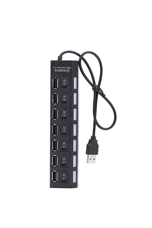 7 Port Usb Çoklayıcı Hub Anahtarlı Aç/kapa Düğmeli Işıklı Usebe Çoğaltıcı Hub Switch Tak Çalıştır