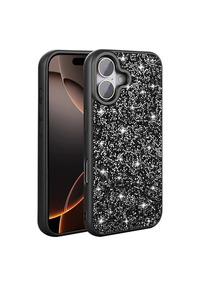 Zore İphone 16 Plus Kılıf Parlak Taşlı Tasarım Ogaa Pırlanta Kapak - Gri