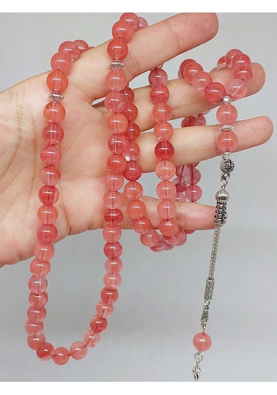 Gül Kuvars Taşı 99luk Tesbih 8mm 14435