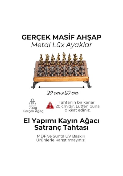 Mc59 Bizans Figürlü El Yapımı Metal Satranç Takımı Kayın Ağacı Satranç Tahtası - Lüks Hediyelik