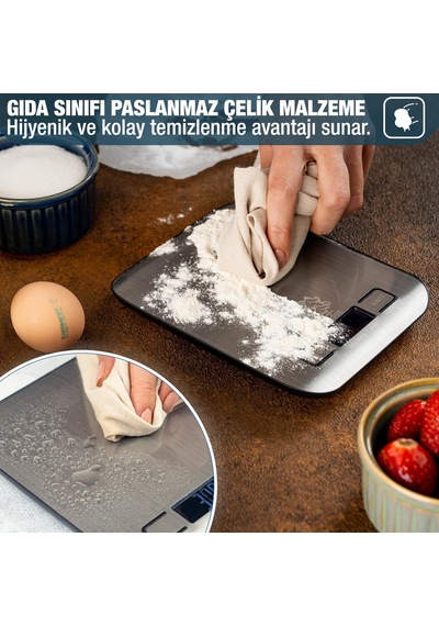 Dijital Mutfak Terazisi - Paslanmaz Çelik Yüzeyli Hassas Mutfak Tartısı - Dara İşlevi, Led Ekran, 5 Birim Dönüştürme Ve Otomatik Kapanma Özellikli - 5 Kg Tartı Kapasitesi Çok Renkli Dijital Mutfak Terazisi - Paslanmaz Çelik Yüzeyli Hassas Mutfak Tartısı - Dara İşlevi, Led Ekran, 5 Birim Dönüştürme Ve Otomatik Kapanma Özellikli - 5 Kg Tartı Kapasitesi Çok Renkli