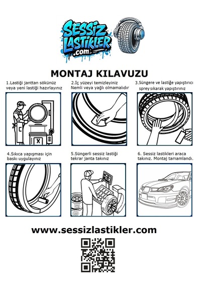 Oto Lastik Yalıtım Süngeri - 4'lü Set- Sprey Yapıştırıcı