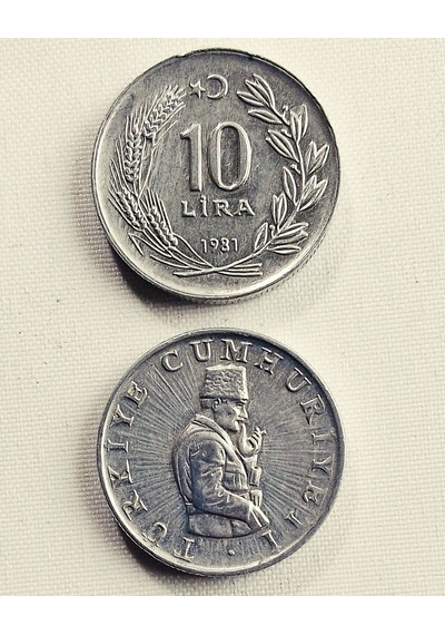 10 Lira 1981 Eski Koleksiyon Madeni Para.
