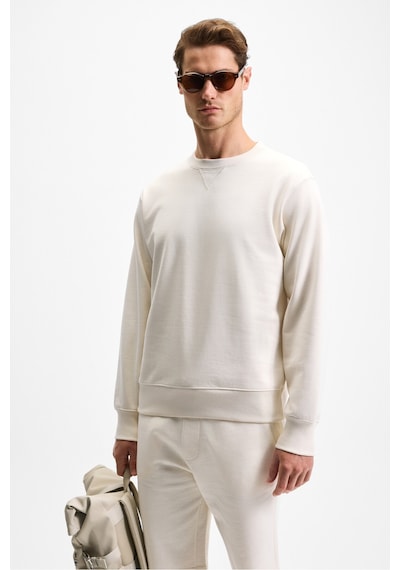Grımelange BONELL Erkek %100 Pamuk Relaxed Bisiklet Yaka Uzun Kollu Ekru Sweatshirt