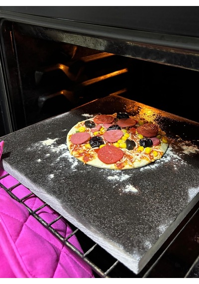 Bazalt Pizza, Fırın Taşı, Ekmek, Mangal Taşı 30 30 Cm Doğal Bazalt Pişirme Taşı