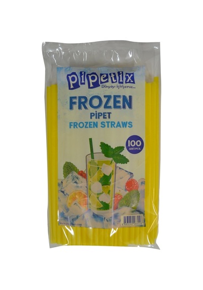 Pipetix Frozen Pipet 100 Adet Renkli - Parti Ve Kafe İçin Şık Kullan At Pipet 2'li Ekonomik Pak Tarı 2 L