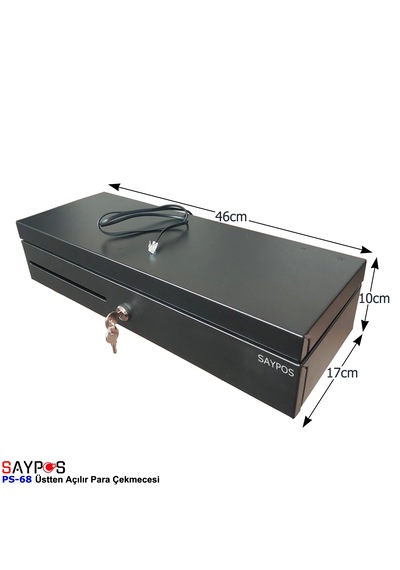 24v Flip Top Para Çekmecesi Anahtardan Ve Pos Bağlantılı Üstü Açılır Metal Para Kasası 46x17x10cm