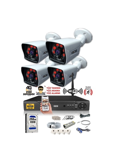 IDS DS-2021HD-SET4-250-X 4 Kameralı 1080P Full HD 5 MP Sony Lensli Kamera Seti - 2021 IDS DS-2021HD-SET4-250-X 4 Kameralı 1080P Full HD 5 MP Sony Lensli Kamera Seti - 2021
