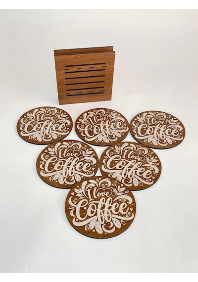 6 Lı Mdf Bardak Altlığı Dekoratif Ecceca1037 Karışık