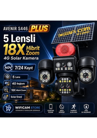 Avenir S446 Plus 3mp 5 Lens 6 Motor 18x Zoom 4g Solar Kamera