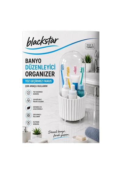 Galeriyo Şeffaf Kapaklı Banyo Düzenleyici Organizer Beyaz