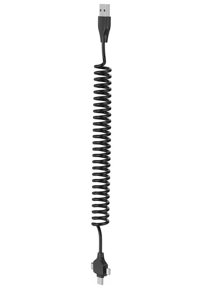 Spiral Tasarımlı Micro, Type-c Ve Lightning To Usb 3'ü 1 Arada Şarj Kablosu 1 Metre - Oto Şarj Kablosu