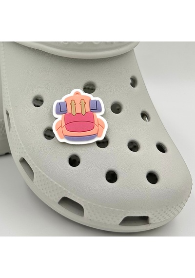 Crocs Terlik Süsü Ve Aksesuarı , Çanta Süsü Jibbitz 3d Sırt Kamp Çantası 05 Logo Aksesuar Bej-kahve-turuncu-siyah