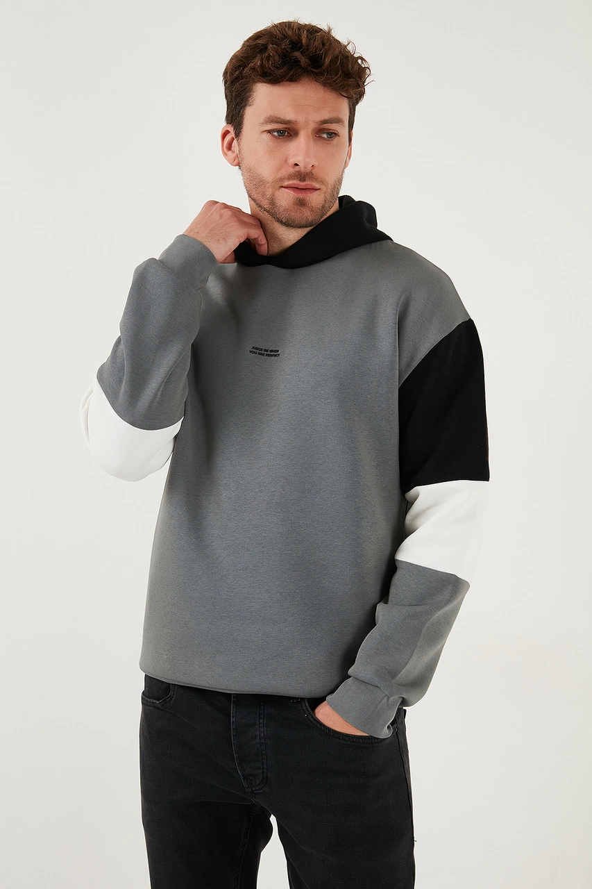 Buratti Pamuklu Relaxed Fit Kapüşonlu Içi Tüylü Yumuşak Şardonlu 2' Li Paket Erkek Sweat 5905299S2 Açık Haki-Koyu Lacivert