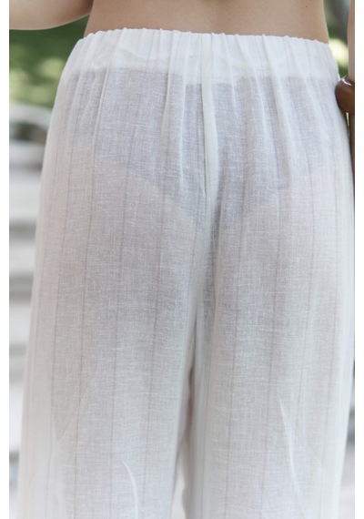 Mai Collection Mai Studios Co. Cadhas Boyundan Bağlamalı Ekru Crop Pantolon Takım Ekru
