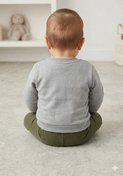 Gülerçocuk Yeni Sezon Ayıcık Nakışlı Erkek Bebek Selanik Kumaş Pantolonlu Şık Takım Haki