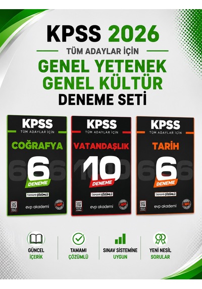 Kpss Tüm Adaylar İçin Tarih Coğrafya Vatandaşık Deneme Evp Akademi