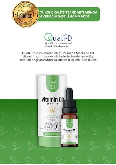 Erbatab Kids Vitamin D3 400 Iu Damla 20 ML Erbatab Kids Vitamin D3 400 Iu Damla 20 ML