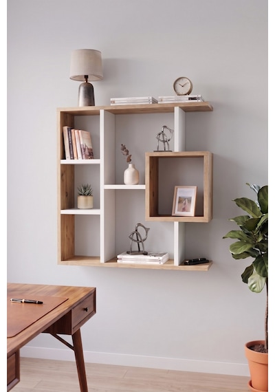Reyo Enda Home Yegane Duvar Rafı, Duvar Kitaplığı, Dekoratif Kitaplık, Modern Kitaplık Beyaz - Çam Reyo Enda Home Yegane Duvar Rafı, Duvar Kitaplığı, Dekoratif Kitaplık, Modern Kitaplık Beyaz - Çam