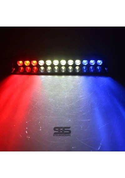 S12 Cam İçi Vantuzlu Polis Çakarı 12 Led  Kırmızı Mavi Beyaz Çakmaklık Girişli Ön Arka Cam (STS OTO AKSESUAR)