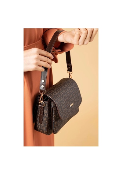 Just Polo Kahve Taba 2 Bölmeli Omuz Çantası Monogram 2197mh Kahverengi - Taba 86242478