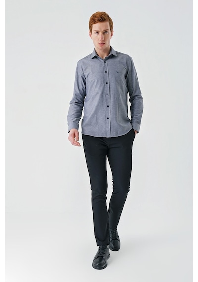 İmza Gri Uzun Kollu Oxford Cepsiz Pamuklu Klasik Slim Fit Dar Kesim Gömlek 1004240235-gri Gri