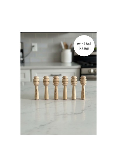 Kamptek Ahşap Mini Kalın Bal Kaşığı 6 Adet Paketli 6 Cm Sarı