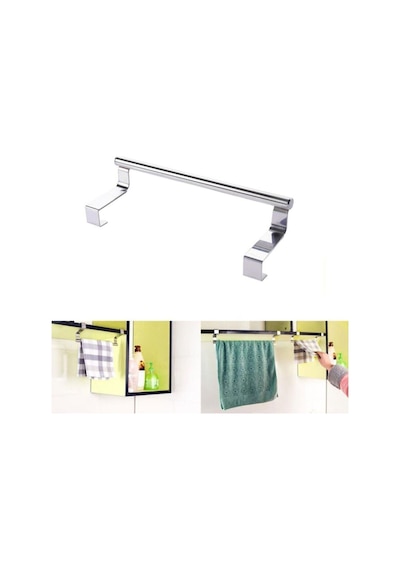 Lüx Görünümlü Dolap Kapağı Paslanmaz Metal Havlu Askılığı 33 Cm Siyah