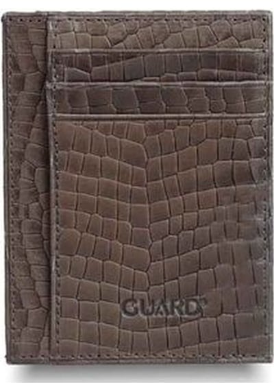 Guard Texas Baskı Kahverengi Hakiki Deri Kartlık Erkek / Kadın P1092 Kahverengi