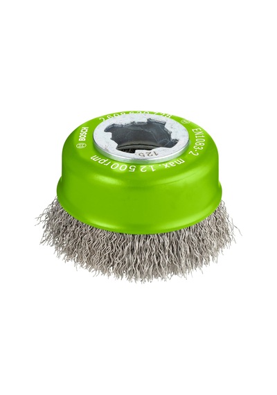 Professional Dalgalı Tencere Fırçası Clean Inox, X-lock İçin, Paslanmaz, Ø 75 Mm, Tel Kalınlığı 0,3 Mm, Çap 125 Mm İçin