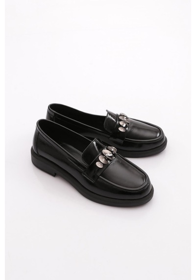 Dgn 147 Kadin Loafer Ayakkabi Siyah Rugan