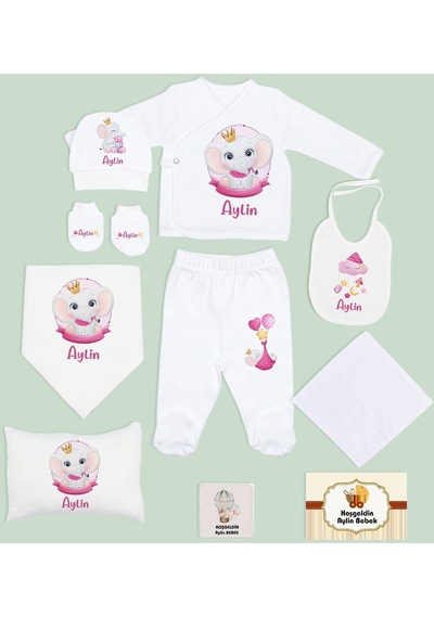 Bk Kids Kişiye Özel 10 Parça Beyaz Hastane Çıkışı Battaniye Ve Yastık Hediye Seti, Yeni Doğan Bebek Giyim Hediyesi-7