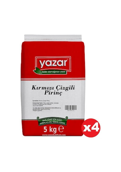 Yazar Kırmızı Çizgili Yerli Pirinç 4 x 5 KG