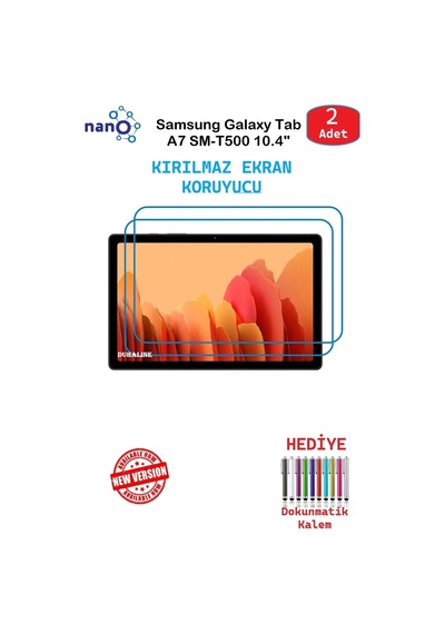 Samsung Galaxy Uyumlu Tab A7 Sm-t500 İçin Nano Ekran Koruyucu 9h Esnek 2 Adet