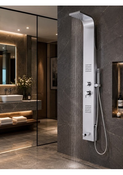 Rondo Krom Inox Hidromasaj Duş Paneli Acar 04.05.190 Açık Gri